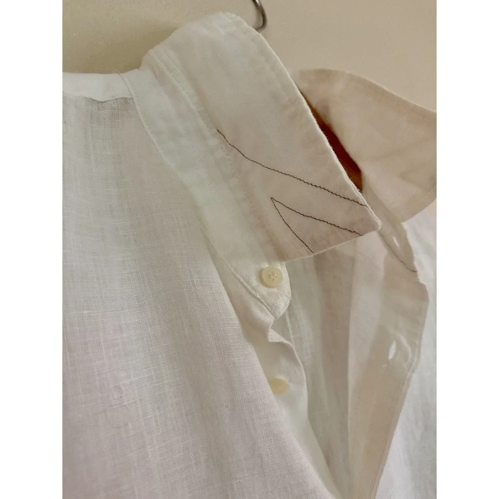 Banana Republic Standard Linen Shirt Mens L Tall White 100% Linen $100 NWOT